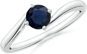 Women (Size-5mm) | September Birthstone Jewelry Angara Natural Classic Round Blue Sapphire Solitaire Bypass Engagement Ring in Platinum aerodynamic bad suitably for 