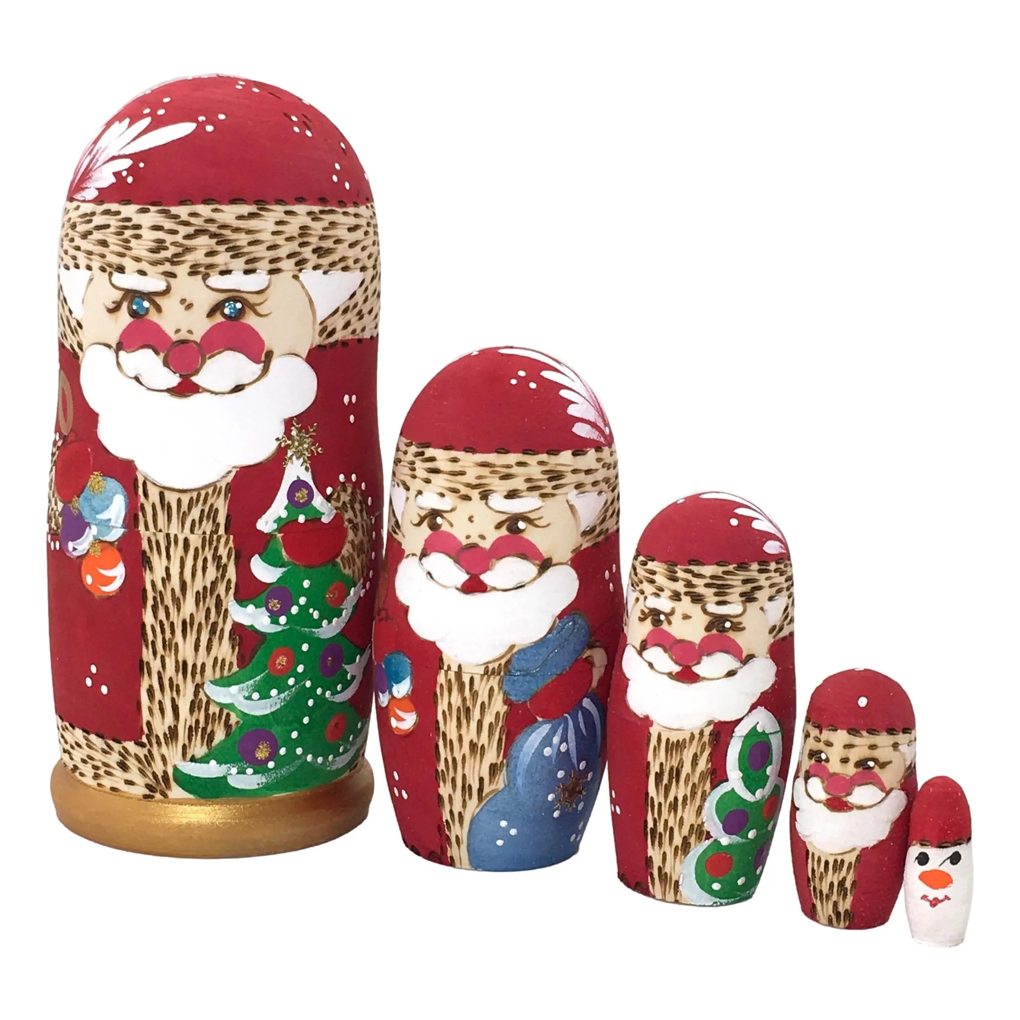 Wood Burn Santa Dolls