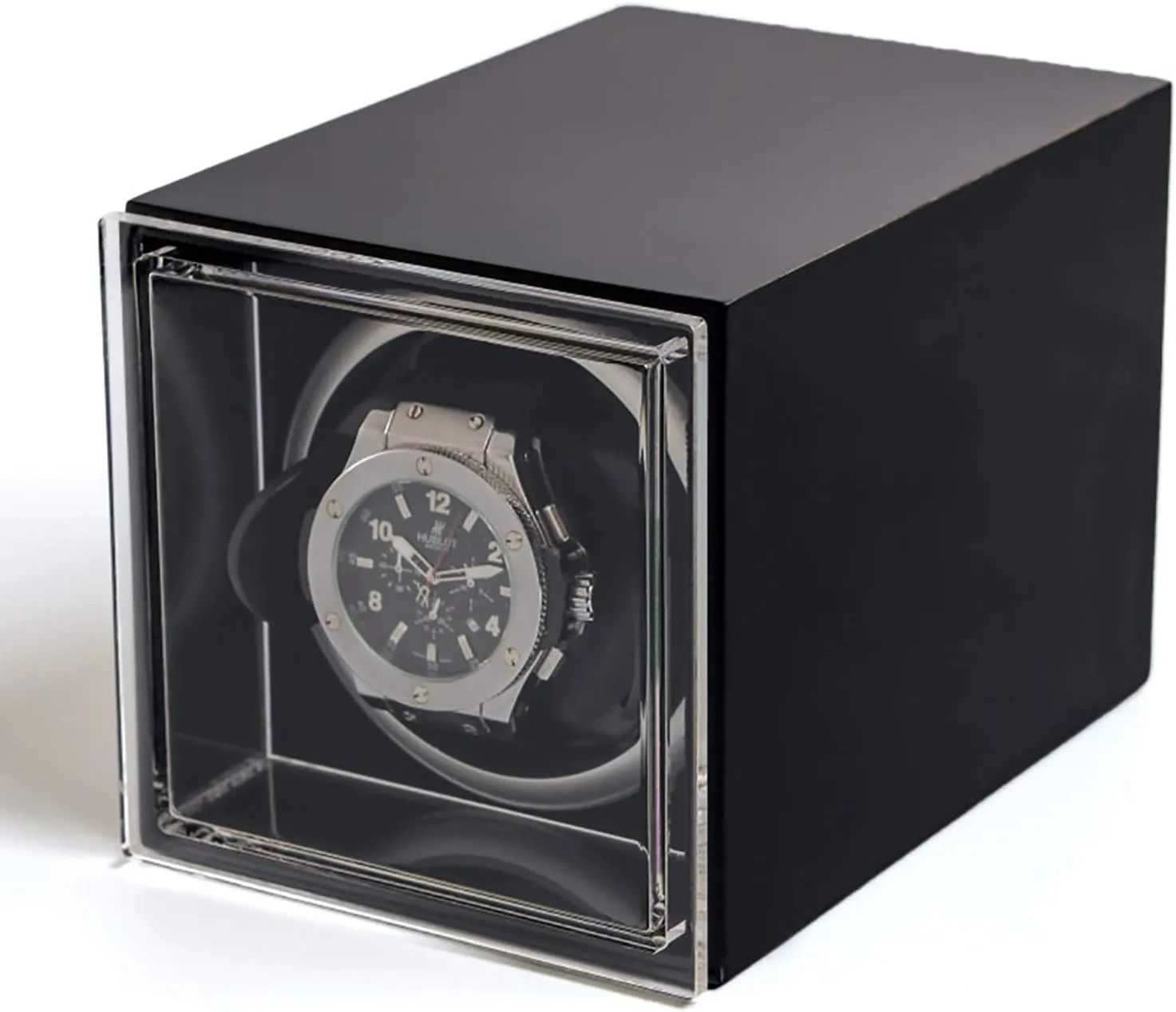 Wooden Dustproof Watch Storage Box Automatic Mechanical Watch Winder Quiet Turn Watch Device Home Watch Winding Box (Black High) Winding Box Watch Winders - Mini Single sunrise propulsion testimony miracle Watch Shaker 