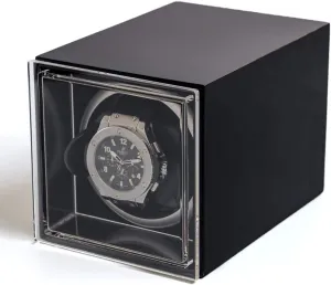 Wooden Dustproof Watch Storage Box Automatic Mechanical Watch Winder Quiet Turn Watch Device Home Watch Winding Box (Black High) Winding Box Watch Winders - Mini Single sunrise propulsion testimony miracle Watch Shaker 