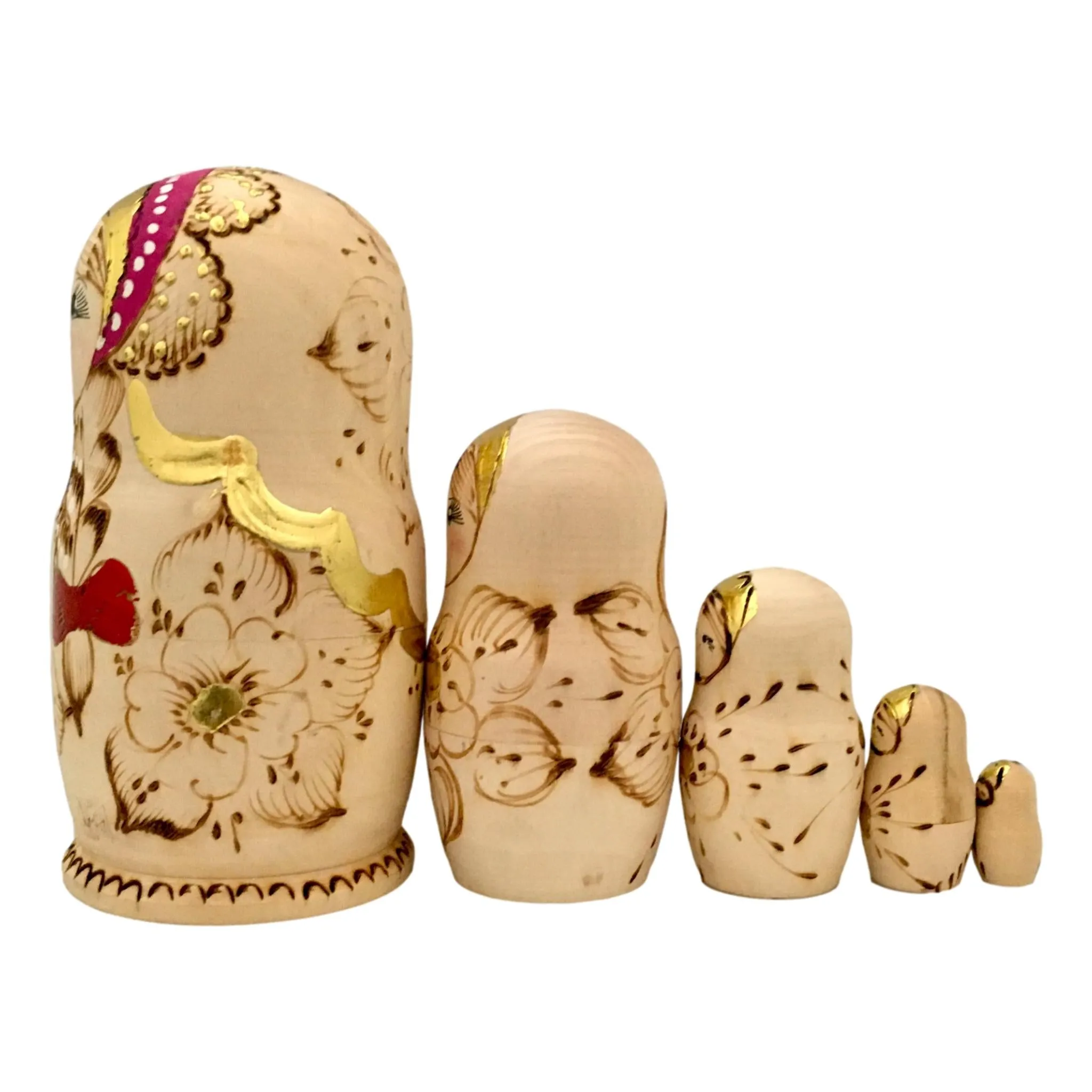 Wooden Nesting Dolls Red Russian Scarf