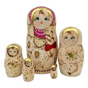 Wooden Nesting Dolls Red Russian Scarf