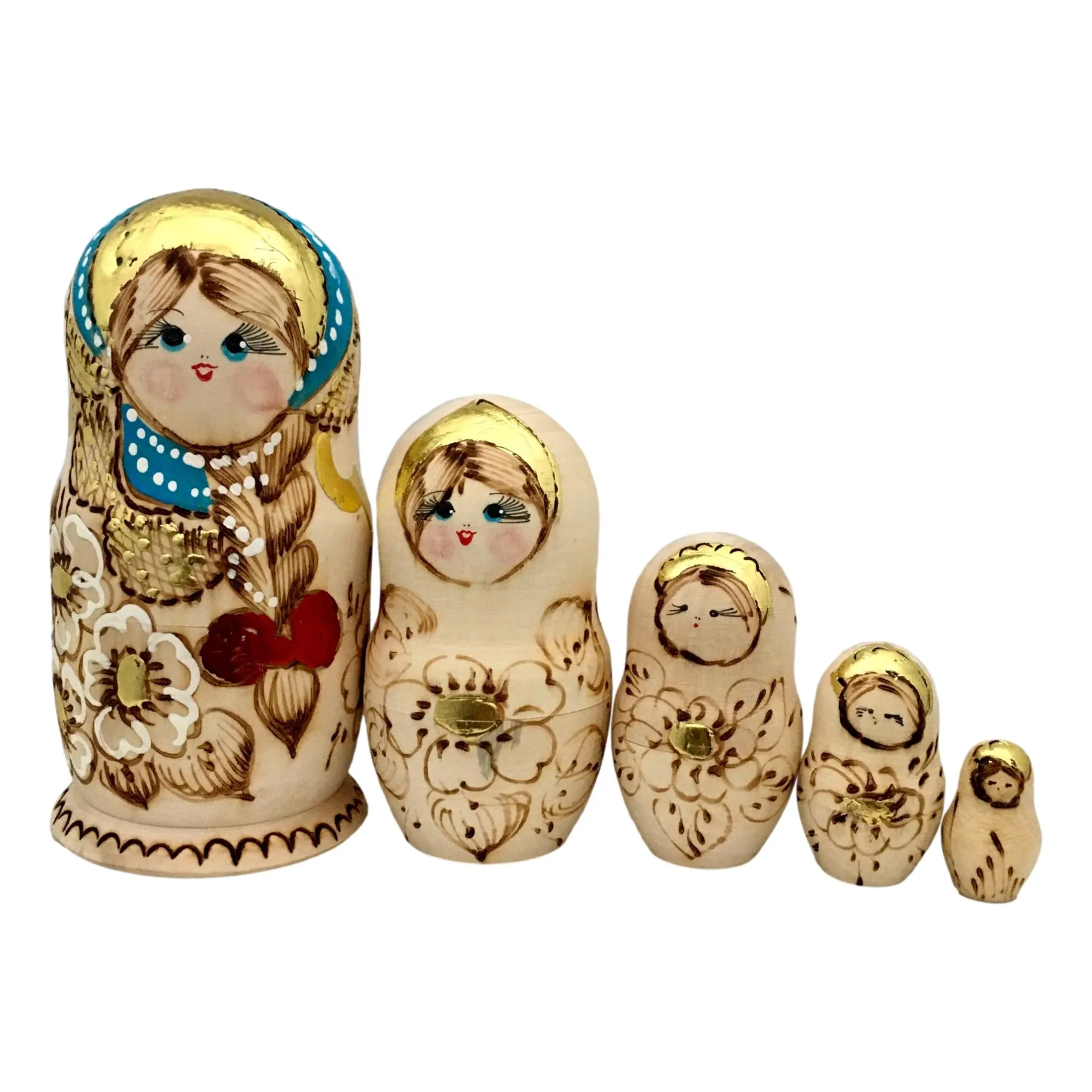 Wooden Stacking Dolls 5 Piece Set