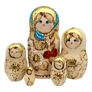 Wooden Stacking Dolls 5 Piece Set
