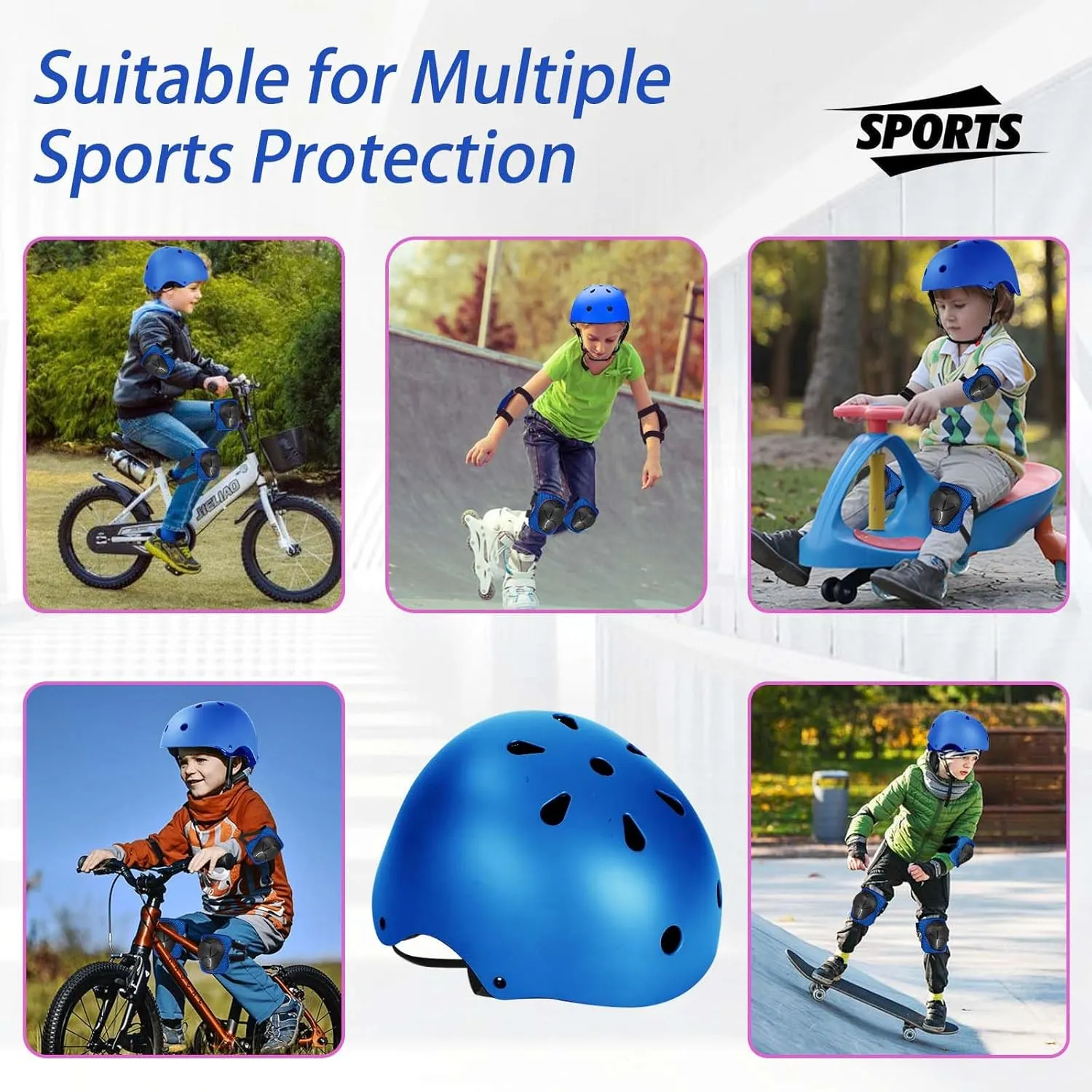 Wrist Pads for Toddler newscast Age 3-14 Boys Girls$ Bike Skateboard Hoverboard Scooter Rollerblading Helmet Set Kids Adjustable Helmet$ with Sports Protective Gear Set Knee Elbow 