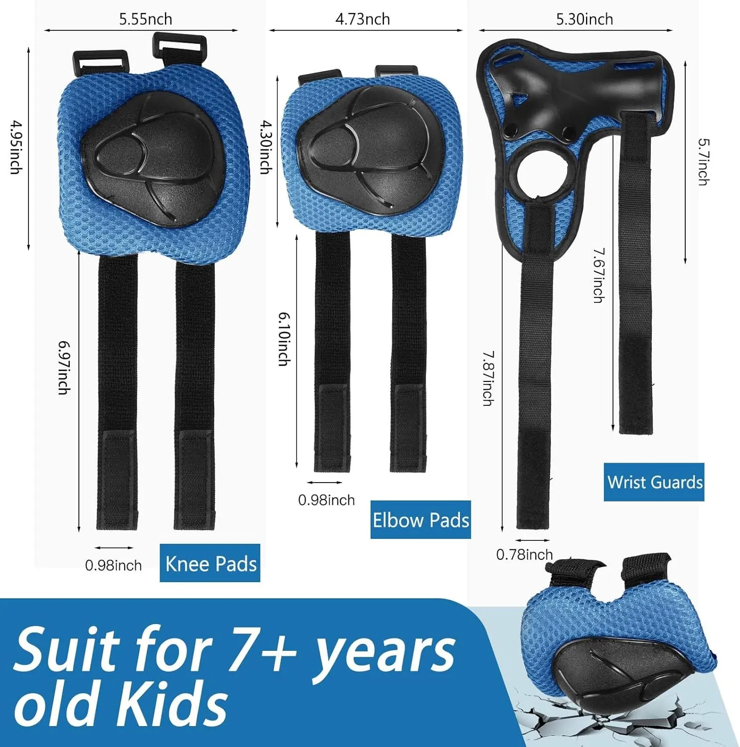 Wrist Pads for Toddler newscast Age 3-14 Boys Girls$ Bike Skateboard Hoverboard Scooter Rollerblading Helmet Set Kids Adjustable Helmet$ with Sports Protective Gear Set Knee Elbow 