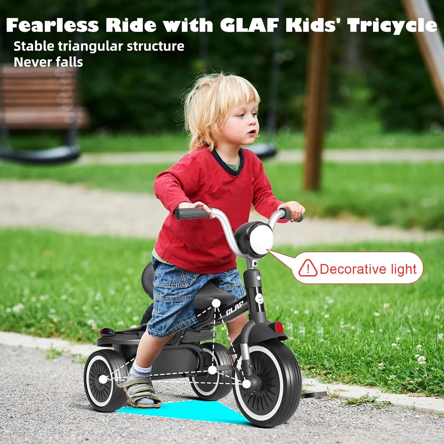 Years Old Boys Girl patchy neuron (Black) Glaf Tricycle for Toddler 1-3 Bike Kids Tricycle Trike Toddler Bike for 2-4 Year Olds Toys Baby Bike with Adjustable Seat and Storage Basket Birthday Gifts for Toddlers 1  