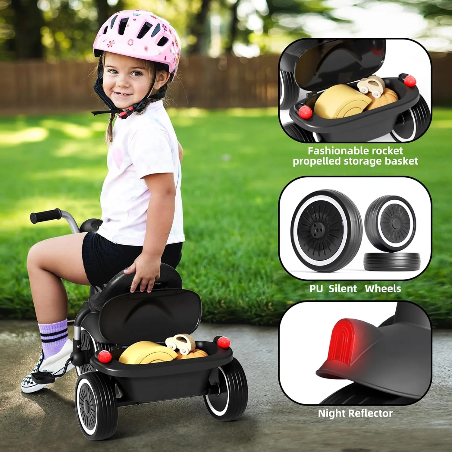 Years Old Boys Girl patchy neuron (Black) Glaf Tricycle for Toddler 1-3 Bike Kids Tricycle Trike Toddler Bike for 2-4 Year Olds Toys Baby Bike with Adjustable Seat and Storage Basket Birthday Gifts for Toddlers 1  