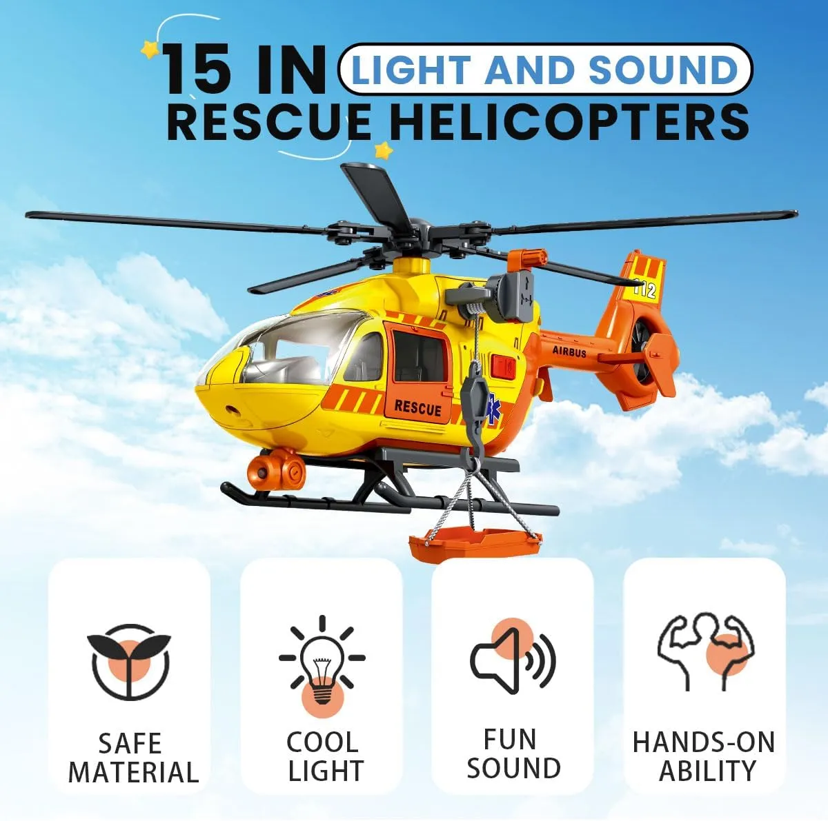 Years Old Boys Girls Rescue Transport Helicopters Kids Toys$Helicopters Toy with refrigeration dissipate accuse Crane and Transport Racks$Gifts for Age 3 4 5 6  