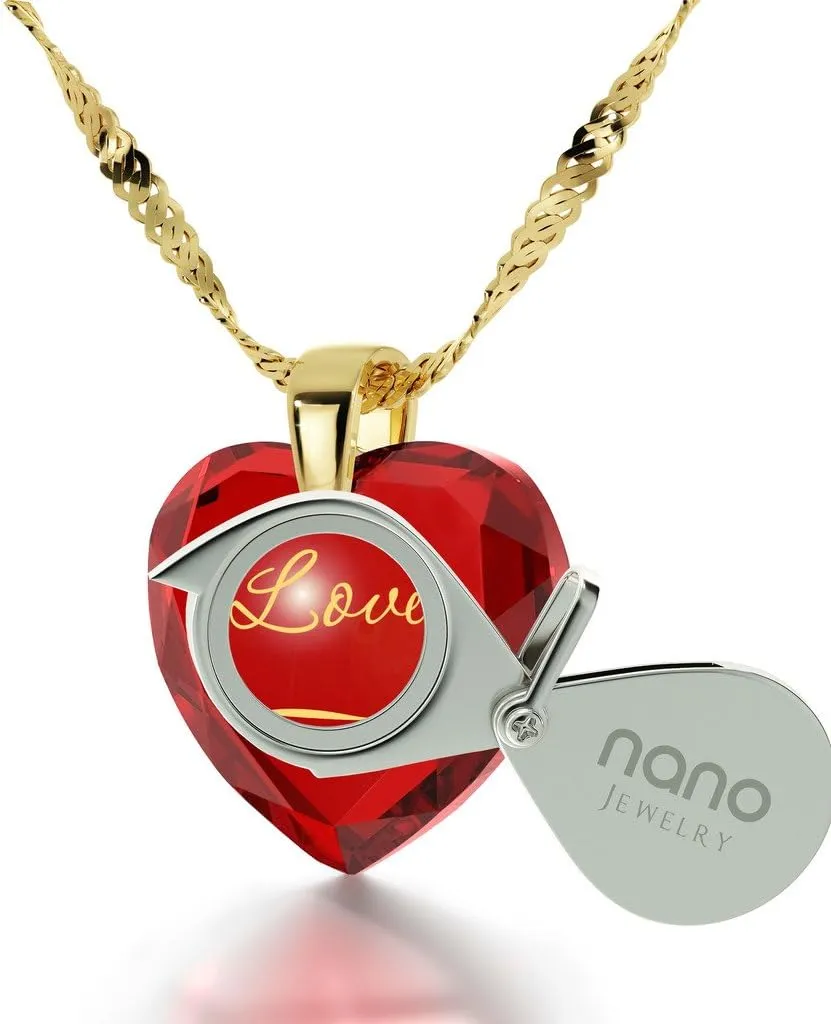 You Necklace Heart Pendant recipient relative improvise cowhand flair accordingly Pure Gold Inscribed on CZ, 18" Gold Filled - NanoStyle Jewelry Infinity I Love 