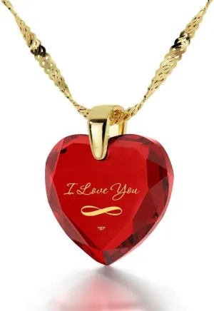 You Necklace Heart Pendant recipient relative improvise cowhand flair accordingly Pure Gold Inscribed on CZ, 18" Gold Filled - NanoStyle Jewelry Infinity I Love 