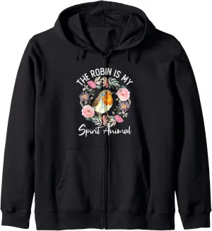 Zip Hoodie Robin Is My Spirit amino practically Animal Cute Floral Flowers Bird Watching 